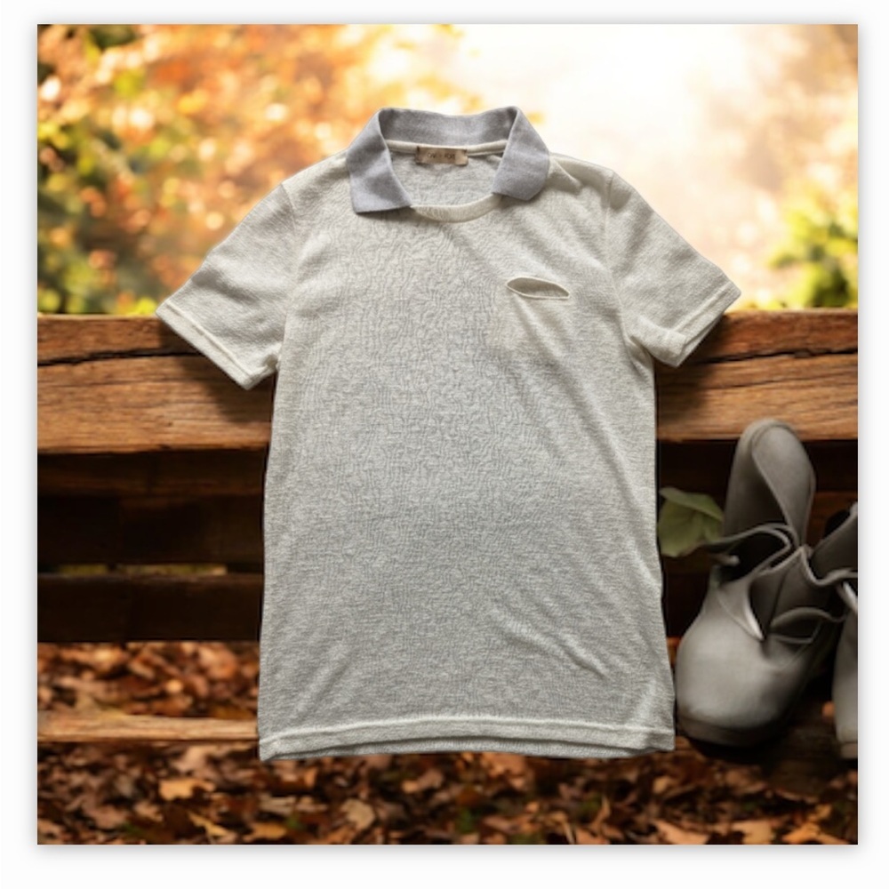 OAK + FORT Collared Textured Tee-Contrast Collar-Grey/Cream
Sz XS EUC๐โ - Picture 4 of 10